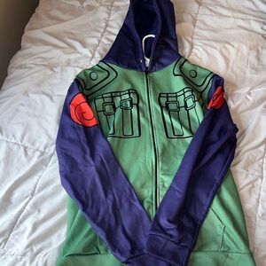 Anime-Inspired Green and Blue Hoodie